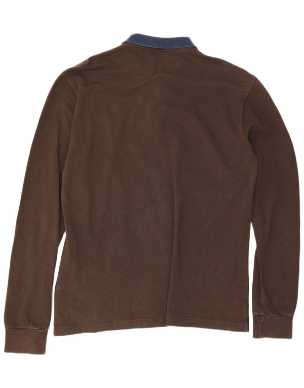 Мужская рубашка-поло для регби Fred Perry с длинным рукавом XL, коричневая, хлопковая с цветными блоками