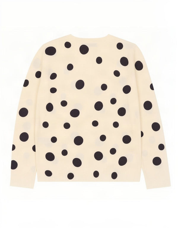Marks & Spencer Womens V-Neck Jumper Sweater UK 10 Small White Spotted