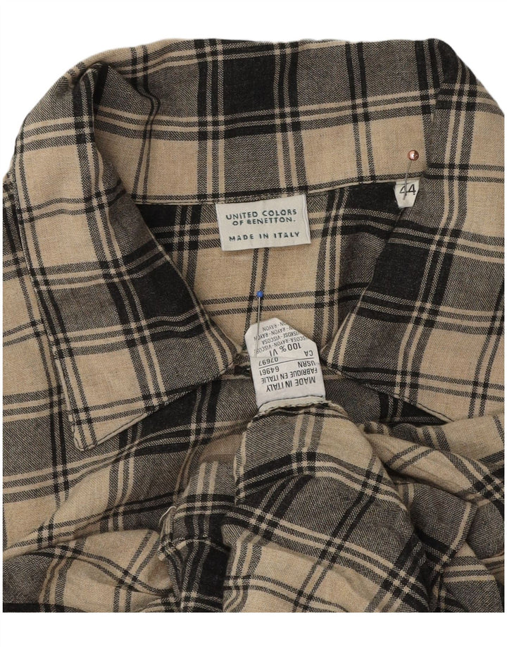 Рубашка женская Benetton IT 44 Medium Бежевая в клетку из вискозы