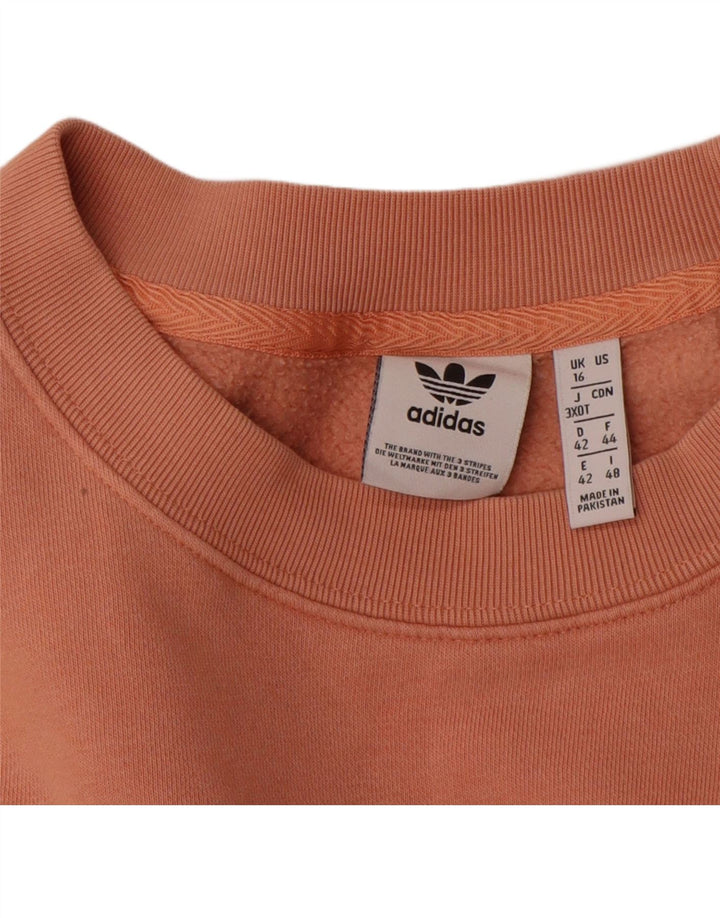 Женский свитер оверсайз Adidas UK 16, большой оранжевый хлопок