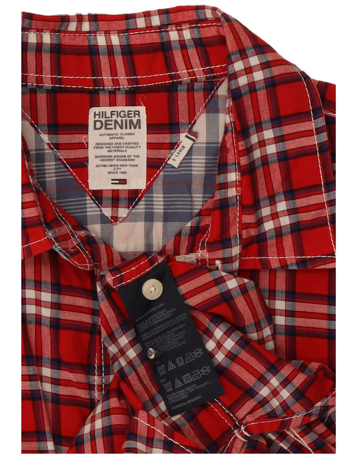 Tommy Hilfiger Мужская рубашка XL в красную клетку из хлопка