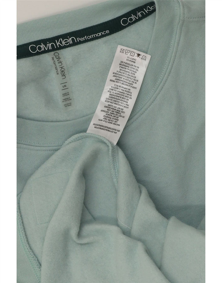 Мужской свитер Calvin Klein, большой хлопковый джемпер бирюзового цвета
