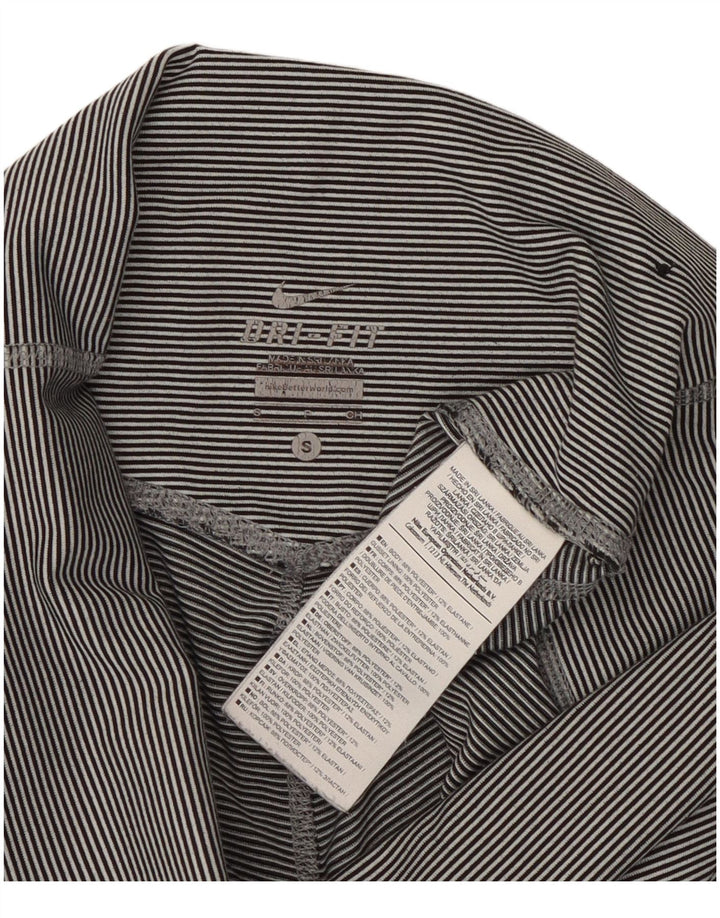 Женские леггинсы-капри Nike Dri Fit UK 8, маленькие серые полосатые полиэстер