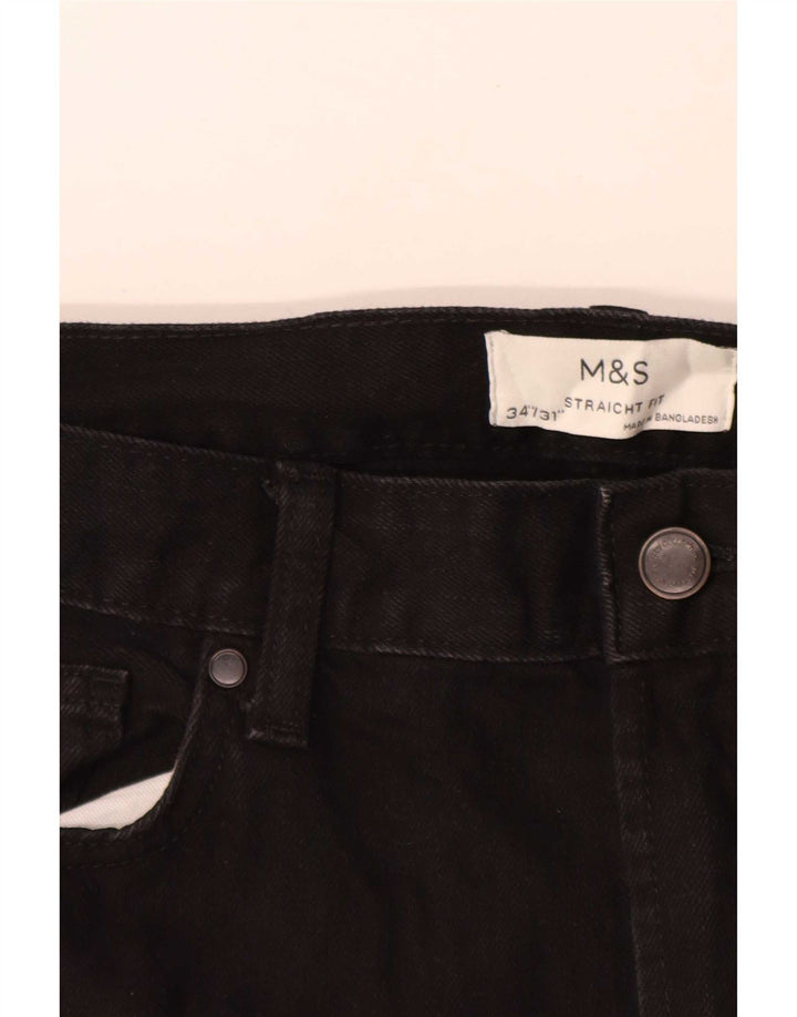 Мужские прямые джинсы Marks & Spencer W34 L31, черный хлопок