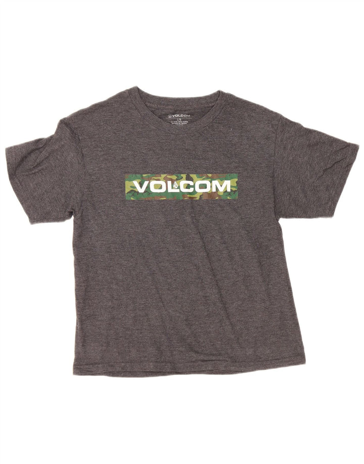 Женская футболка с рисунком Volcom Top UK 14, большой серый хлопок