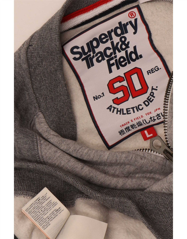 Superdry Мужской спортивный костюм с графическим рисунком, верхняя куртка, большой серый хлопок с цветными блоками
