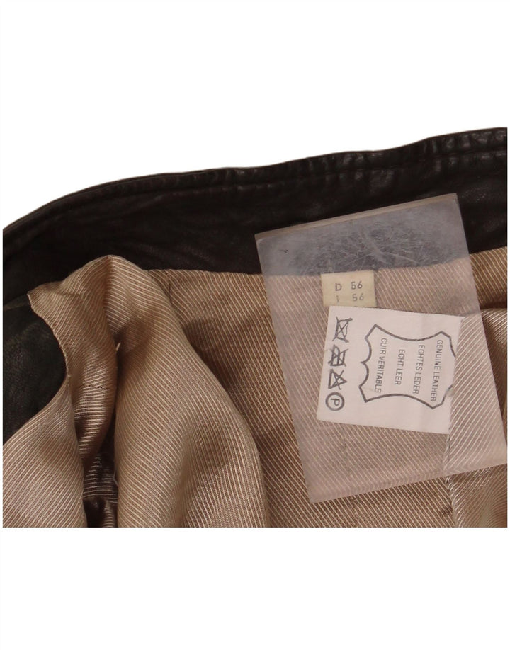 VINTAGE Мужская кожаная куртка IT 56 3XL Цвет хаки кожаный