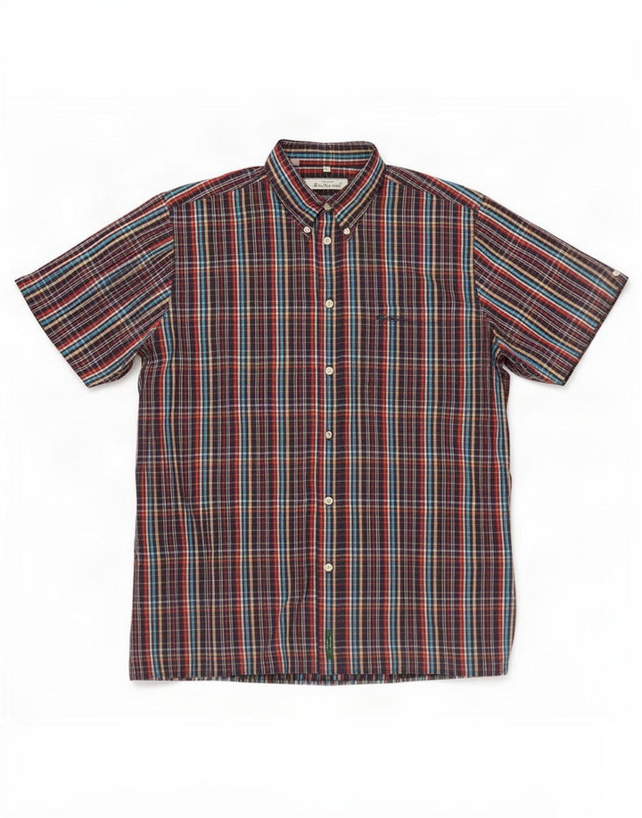 Ben Sherman Мужская рубашка с коротким рукавом XL, разноцветная клетка, хлопок