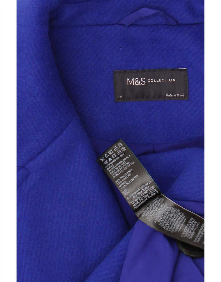 Женское пальто оверсайз Marks & Spencer UK 10, маленький синий полиэстер