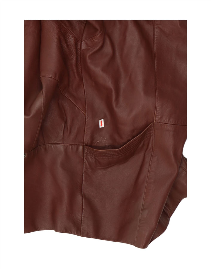 GENEL Womens Leather Coat UK 20 2XL Brown Leather Vintage Genel and Second-Hand Genel from Messina Hembry 
