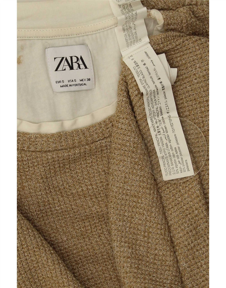 Мужской топ Zara с длинным рукавом, маленький, бежевый, хлопок