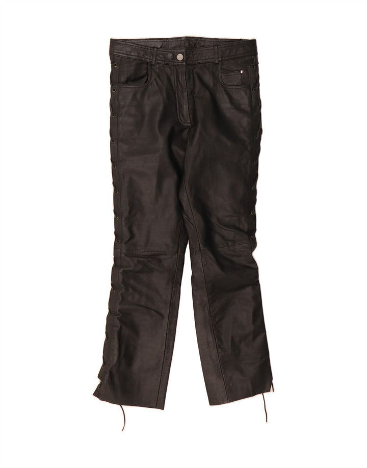 HIGHWAY 1 Womens Straight Trousers EU 40 Medium W30 L30 Black Leather Vintage Highway 1 and Second-Hand Highway 1 from Messina Hembry 