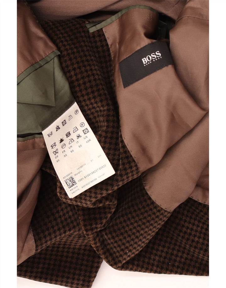 Hugo Boss Мужской пиджак на 2 пуговицах EU 50 Большой коричневый вискоза с узором «гусиные лапки»