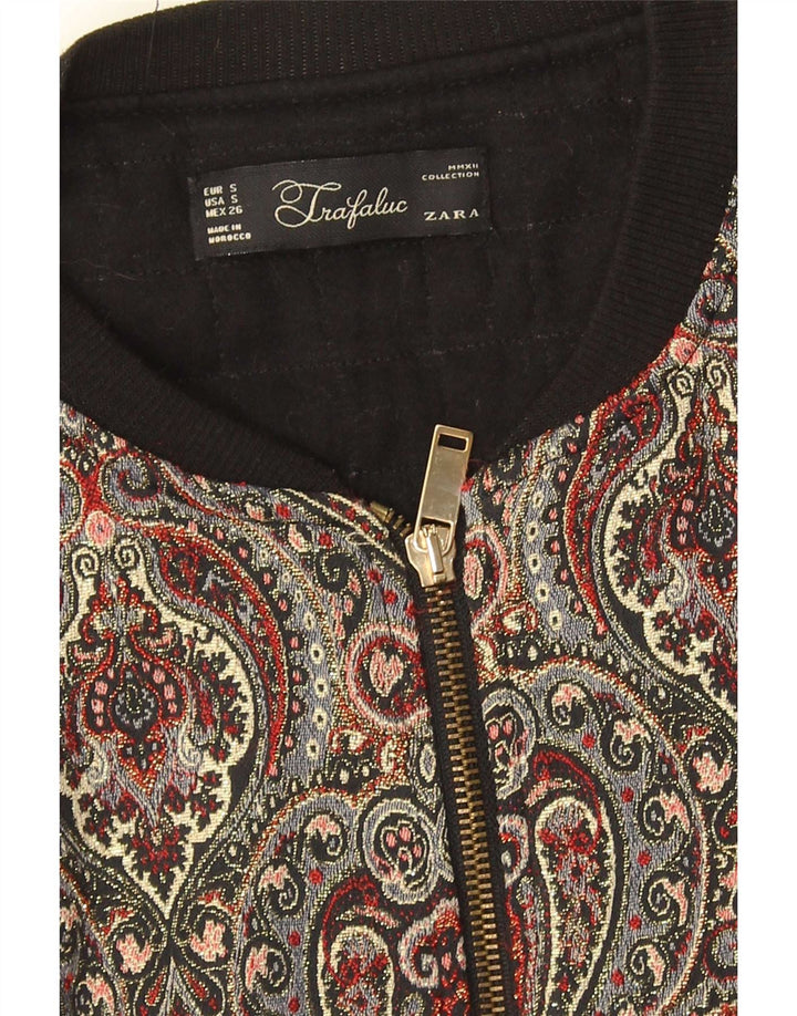 Женская укороченная куртка-бомбер Zara UK 10, маленькая, разноцветная, с пейсли