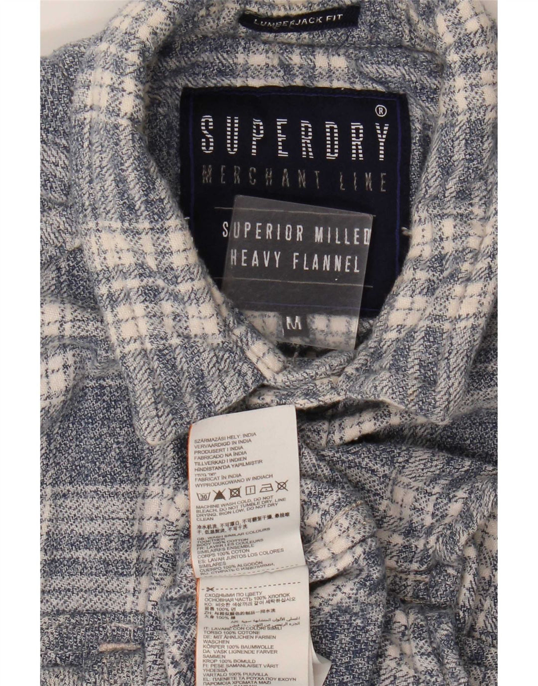 Superdry Мужская фланелевая рубашка среднего серого цвета, хлопок в клетку