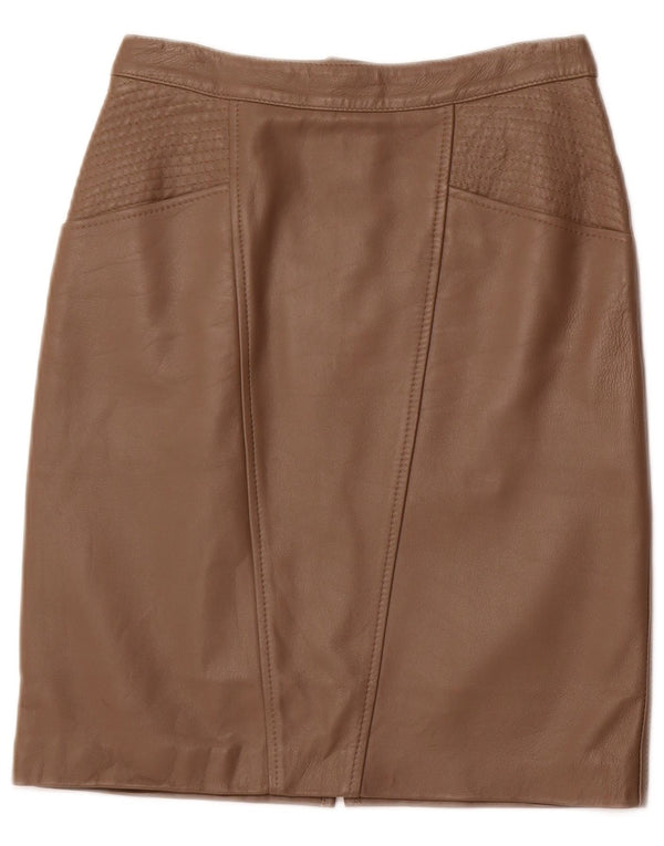 ВИНТАЖНАЯ Женская кожаная юбка с высокой талией IT 42 Medium W26 Коричневая кожа