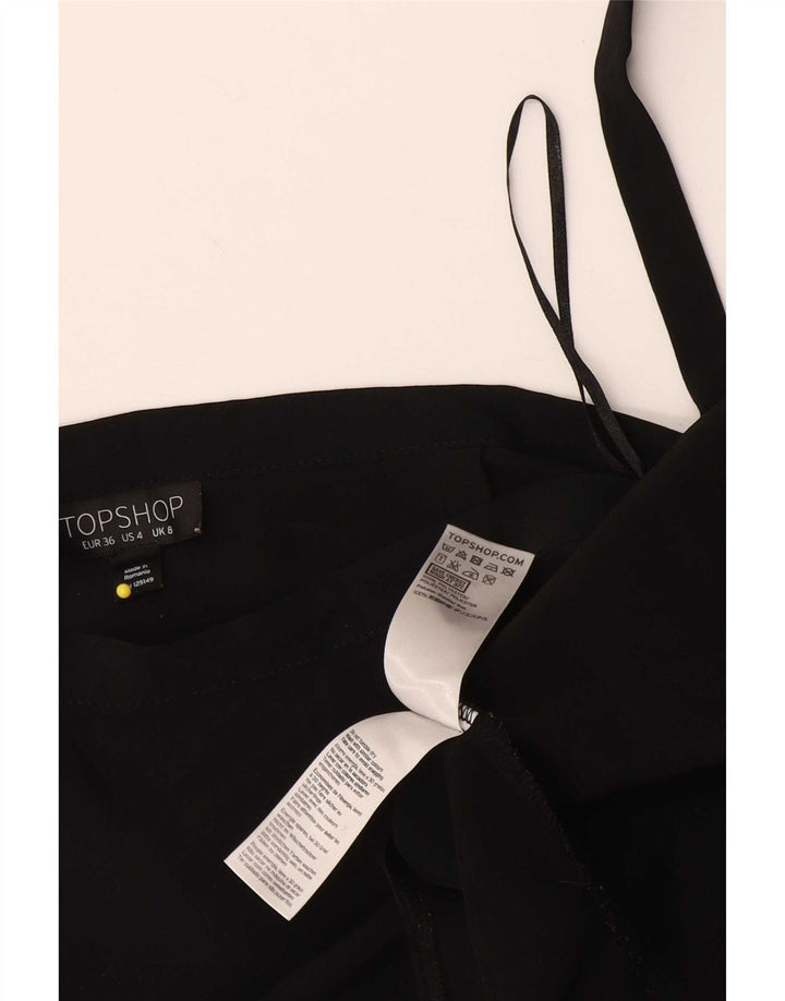 Topshop Женская макси-юбка с запахом UK 8, маленькая W26, черный полиэстер