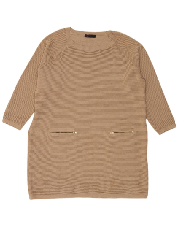 Женское платье-джемпер с длинными рукавами Marks & Spencer UK 20 2XL Бежевый