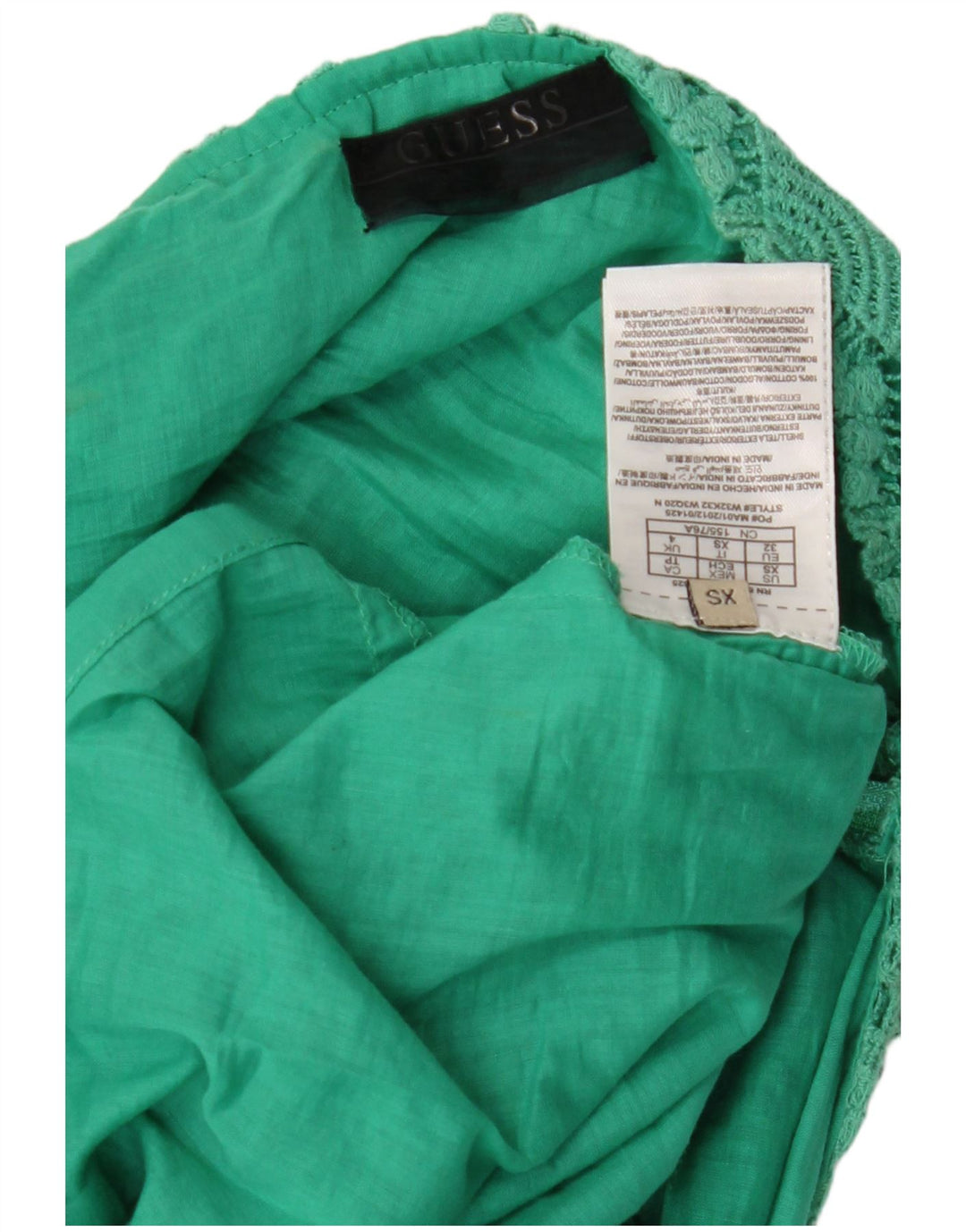 Женское кружевное платье с бретелькой GUESS UK 4 XS, зеленый хлопок