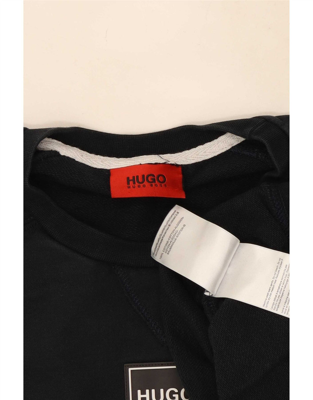 Мужской свитшот Hugo Boss, большой темно-синий хлопковый джемпер