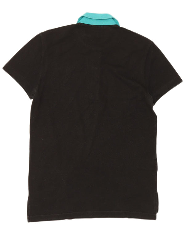 Мужская рубашка-поло LACOSTE, размер 3, маленькая, черная, хлопковая с цветными блоками