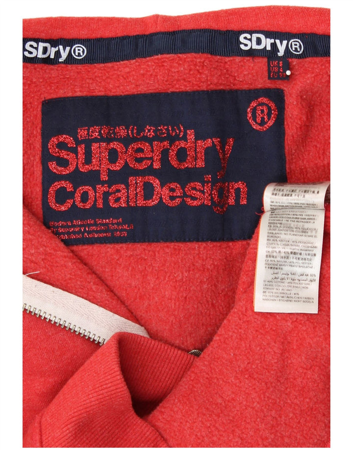 SUPERDRY Женский свитер с капюшоном на молнии с графическим рисунком UK 8, маленький оранжевый хлопок