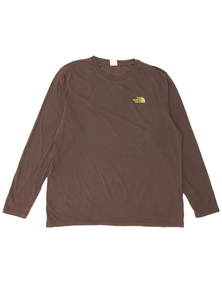 Мужской топ с рисунком The North Face, серый хлопок, длинный рукав, размер XL