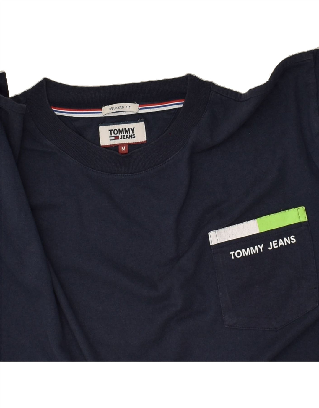 TOMMY HILFIGER Mens Graphic T-Shirt Top Medium Navy Blue Cotton | Vintage Tommy Hilfiger | Thrift | Second-Hand Tommy Hilfiger | Used Clothing | Messina Hembry 