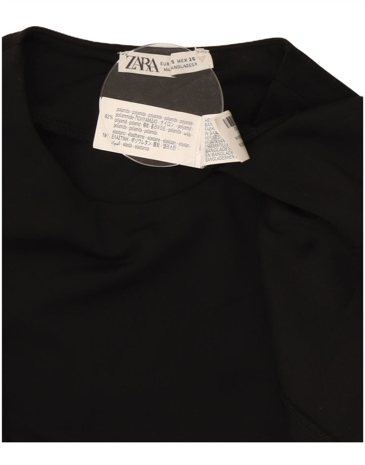 Женское платье макси без рукавов ZARA UK 10, маленькое черное, полиамид
