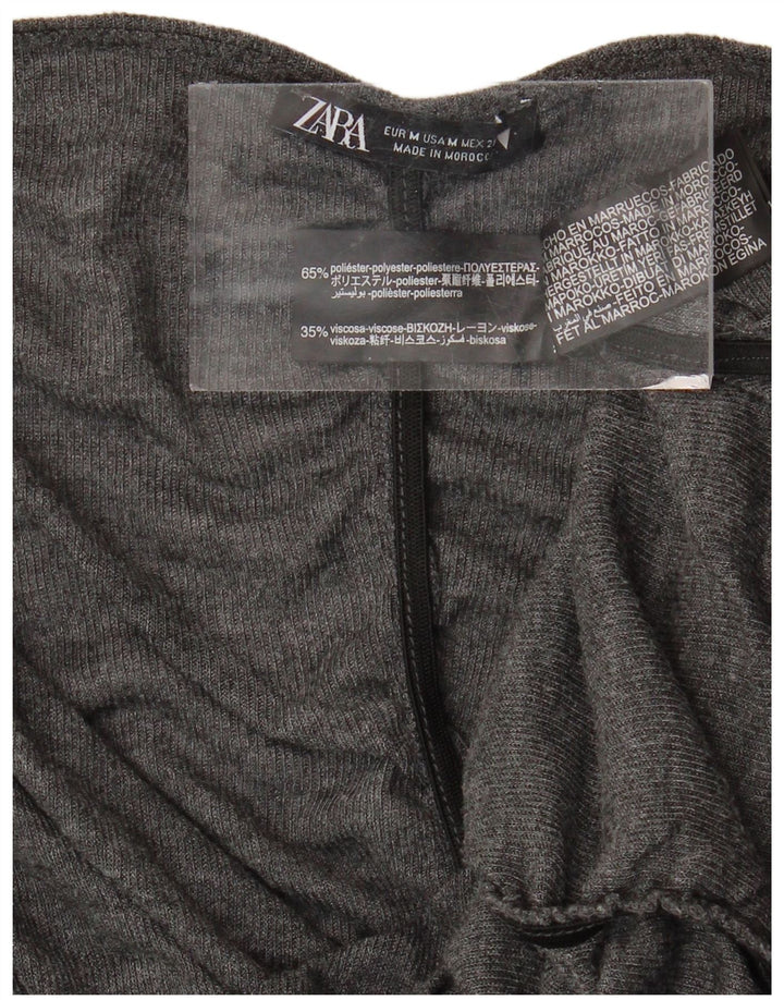 Женская блузка ZARA Top UK 12, полиэстер среднего серого цвета