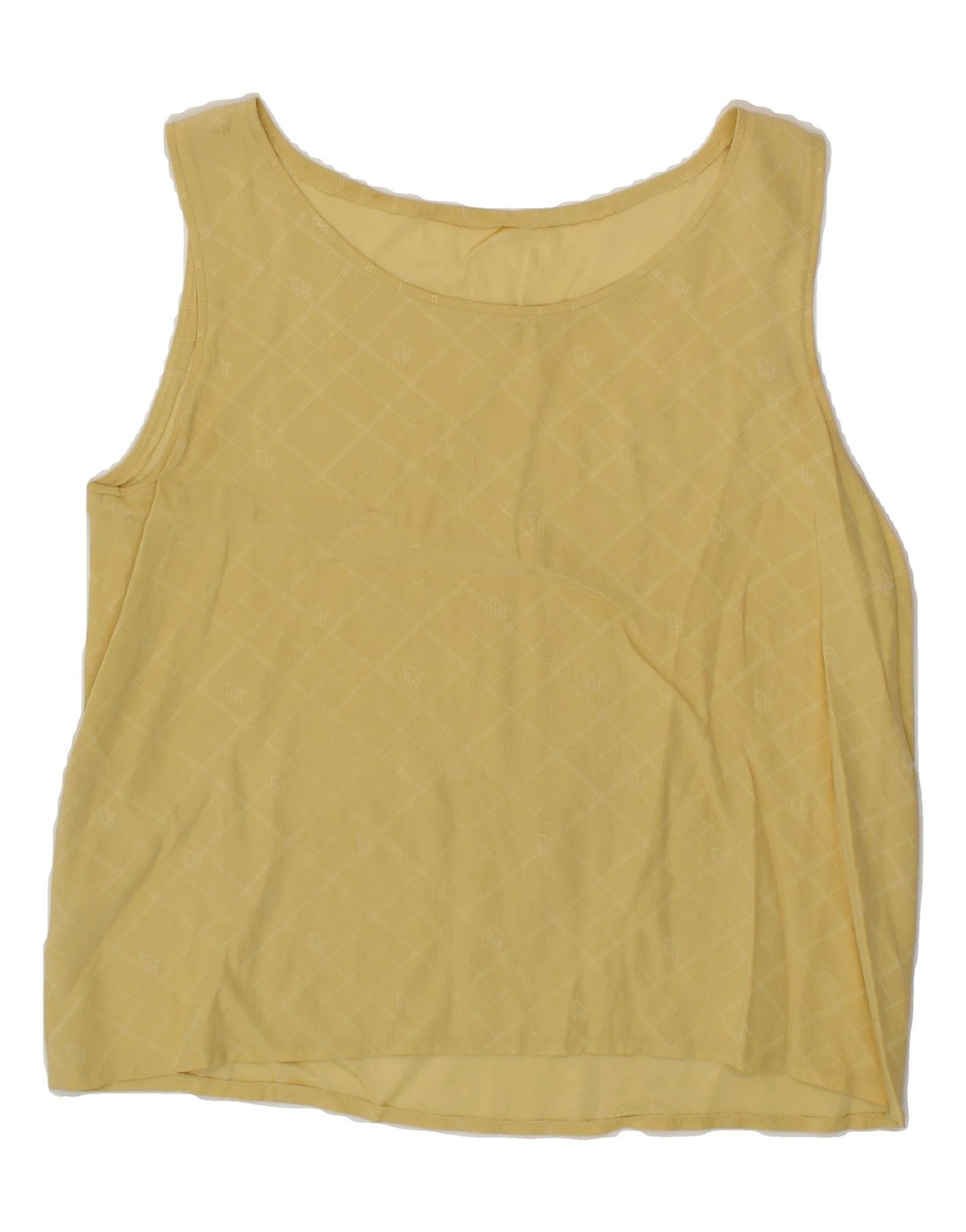 VINTAGE Womens Vest Top UK 12 Medium Yellow Check Vintage Vintage and Second-Hand Vintage from Messina Hembry 