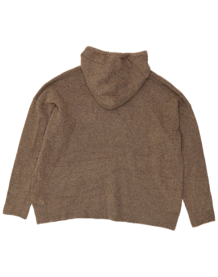 Женский свободный джемпер с капюшоном Zara UK 14, средний коричневый полиэстер