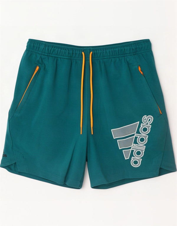 Adidas Mens Aeroready Graphic Sport Shorts Medium Turquoise Cotton