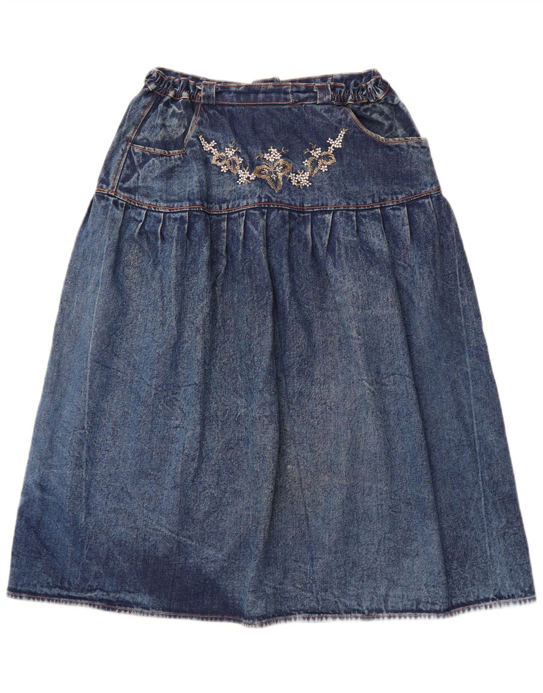 ВИНТАЖНАЯ женская джинсовая юбка W30, средний синий, цветных блоков