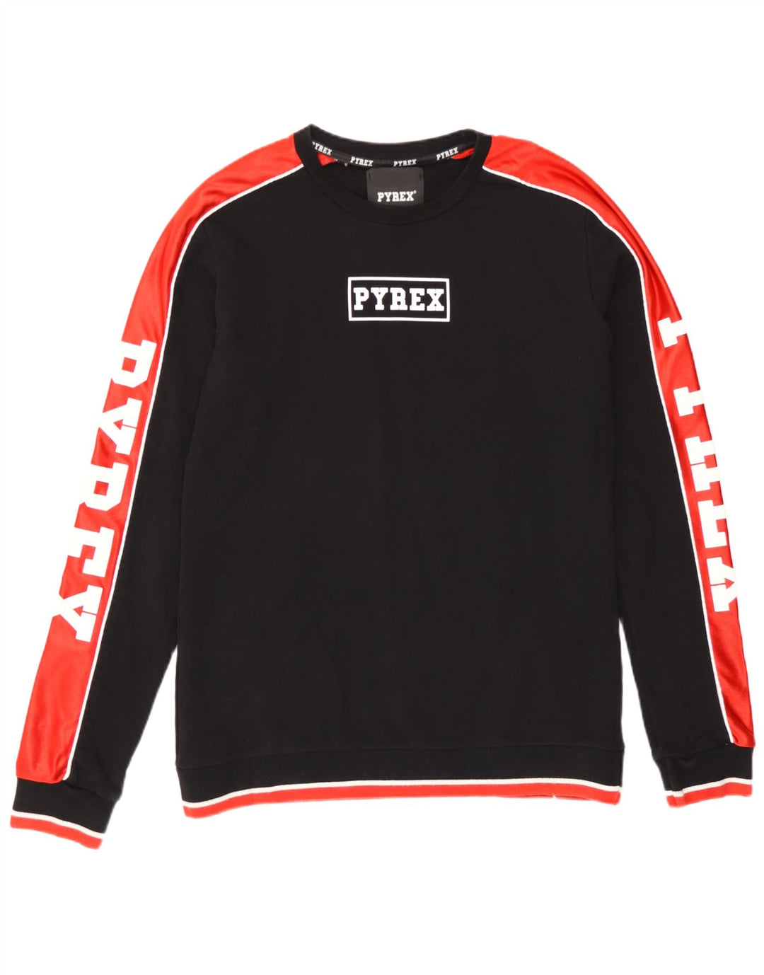 Мужской свитшот с рисунком Pyrex, джемпер, средний черный, хлопок с цветными блоками