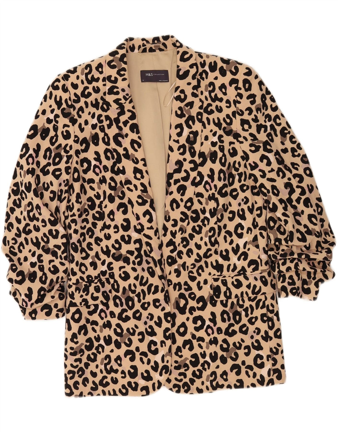 Женский пиджак оверсайз с рукавом 3/4 Marks & Spencer UK 10, маленький бежевый