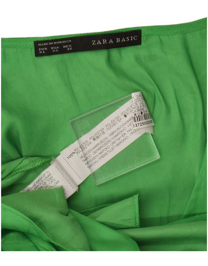 Женская блузка без рукавов Zara UK 18 XL, зеленый полиэстер