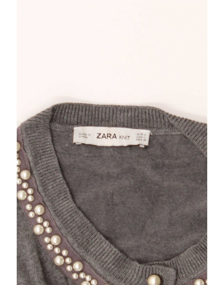 Женский кардиган Zara UK 14, большой серый цвет