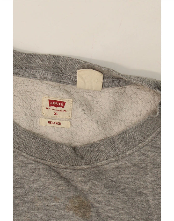 LEVI'S Mens Graphic Relaxed Fit Sweatshirt Jumper XL Grey Cotton Vintage Levi's and Second-Hand Levi's from Messina Hembry 
