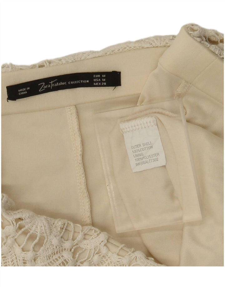 Женские кружевные шорты Zara Medium W28, бежевый хлопок