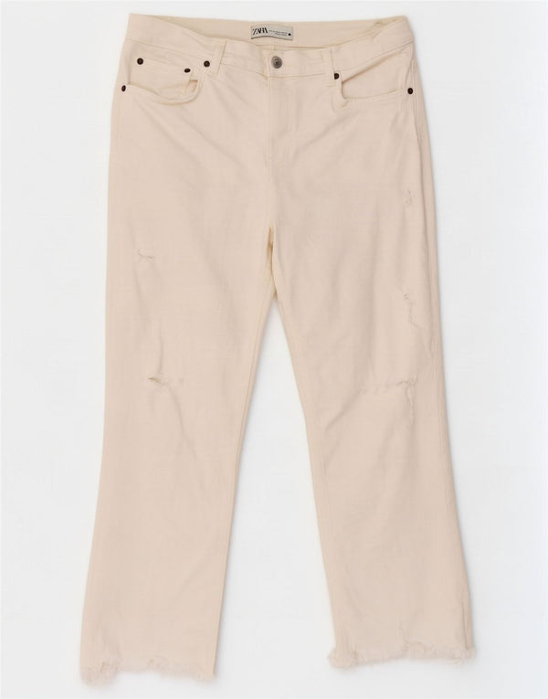 Женские укороченные джинсы Zara EU 42, большие W32 L24, белый хлопок