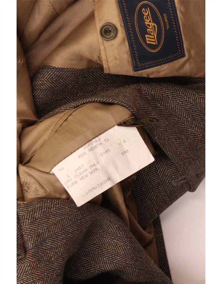 Мужской пиджак Magee на 2 пуговицах, Великобритания, 46, 3XL, серый, с рисунком «елочка», новая шерсть