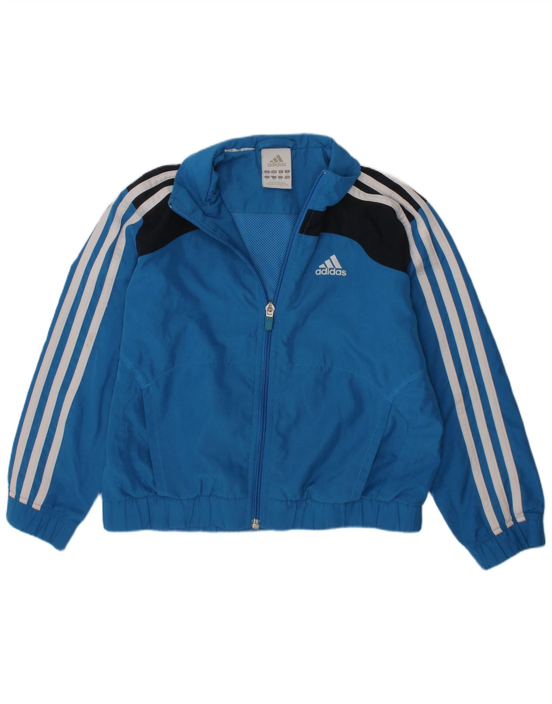 ADIDAS Boys Clima Proof Tracksuit Top Jacket 5-6 Years Blue Colourblock