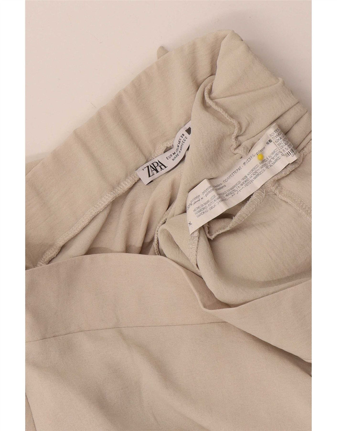 Zara Женские широкие брюки с запахом, средний W26 L30, бежевый полиэстер