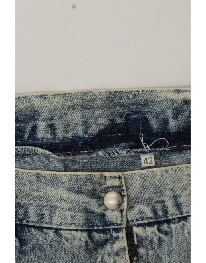 ВИНТАЖНАЯ женская джинсовая юбка-труба IT 42 Medium W26 Синяя с цветочным принтом