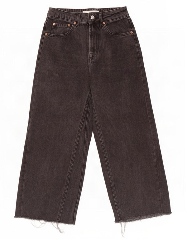 Женские укороченные широкие джинсы Topshop W25 L22, черный хлопок