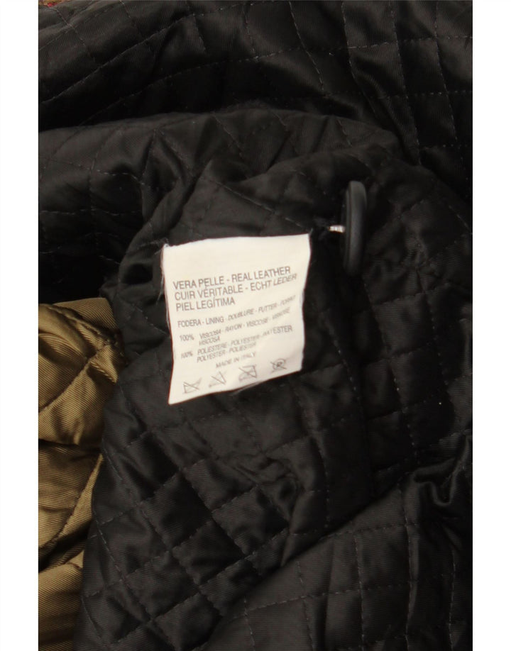 ВИНТАЖНОЕ женское кожаное пальто UK 18 XL, черное кожаное