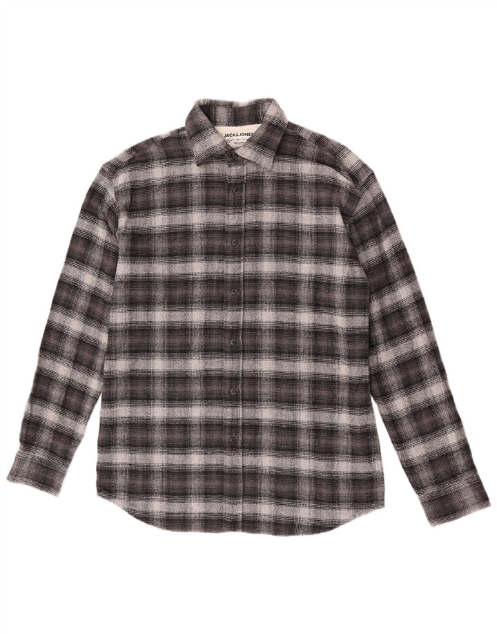 Мужская фланелевая рубашка в клетку Jack & Jones, маленькая серая, хлопковая
