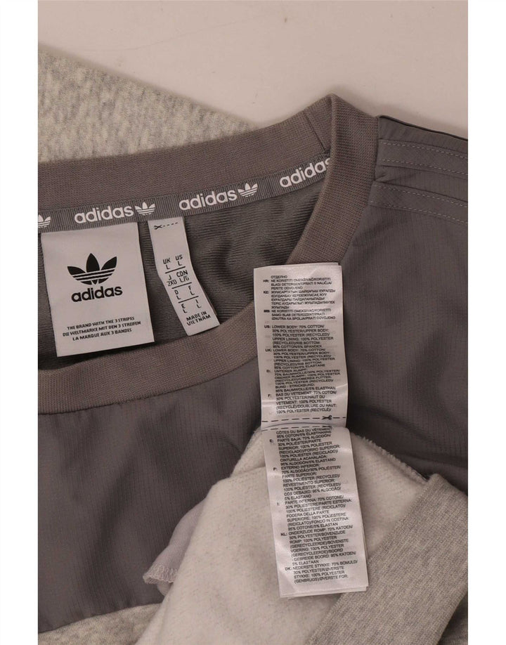 Мужской свитер Adidas, большой серый хлопковый джемпер с цветными блоками
