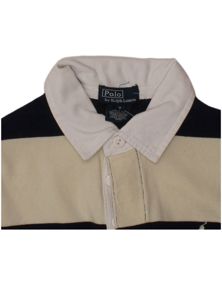 Рубашка-поло для мальчика в стиле регби 6-7 лет POLO RALPH LAUREN, белая полоска